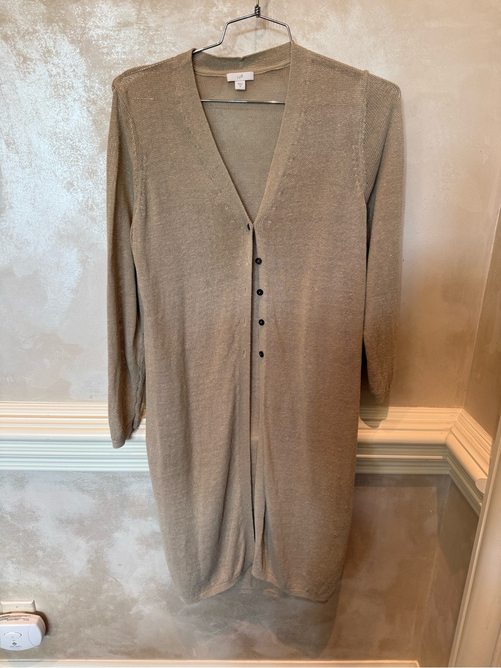 J. Jill Taupe Longline Button-Front Knit Dress